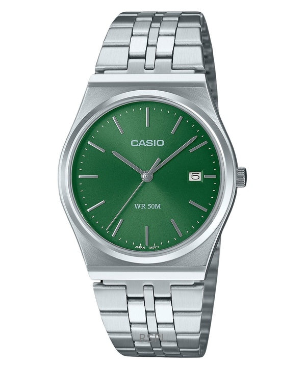 Refurbished Casio Standard Analog Stainless Steel Green Dial Quartz MTP-B145D-3AV Unisex Watch