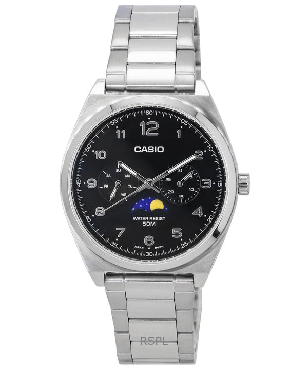 Refurbished Casio Standard Analog Moon Phase Black Dial Quartz MTP-M300D-1A Men's Watch