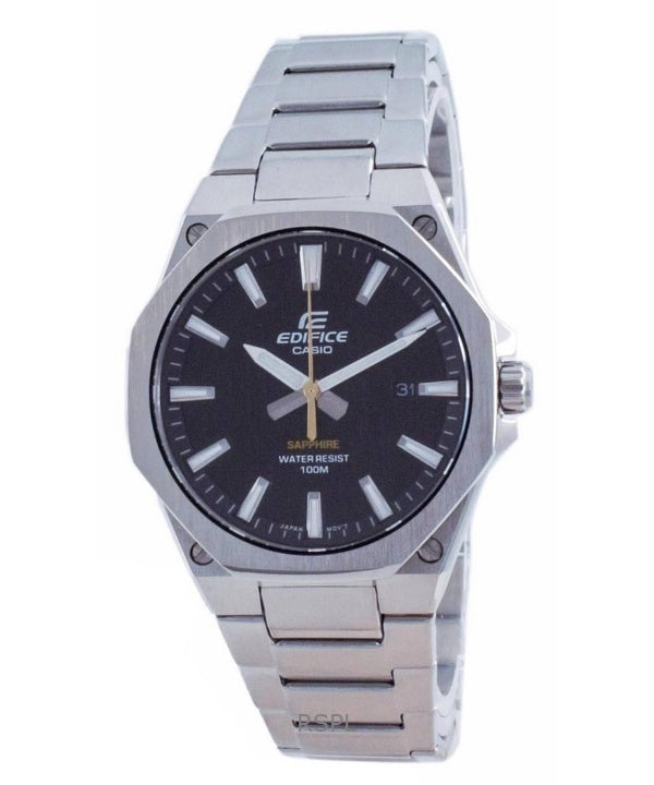 Refurbished Casio Edifice Slim Line Analog Stainless Steel Black Dial Quartz EFR-S108D-1A 100M Men's Watch