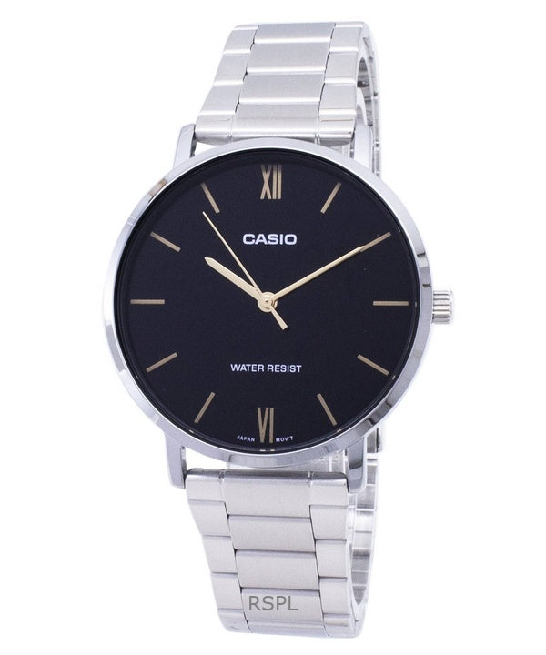Refurbished Casio Enticer Analog Stainless Steel Black Dial Quartz MTP-VT01D-1B Men's Watch