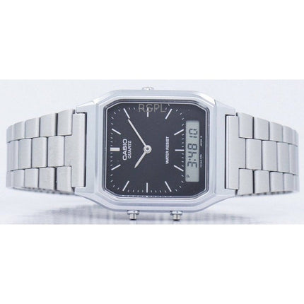 Refurbished Casio Vintage Analog Digital Stainless Steel Black Dial Quartz AQ-230A-1DHDF Unisex Watch