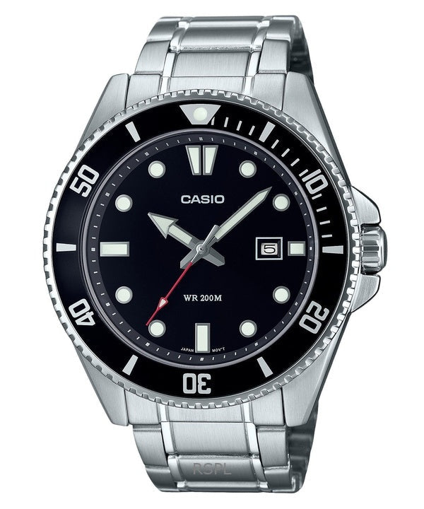 Refurbished Casio Standard Analog Stainless Steel Black Dial Quartz MDV-107D-1A1 200M Men's Watch