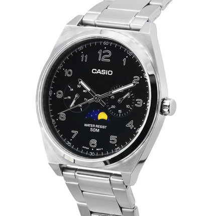 Refurbished Casio Standard Analog Moon Phase Black Dial Quartz MTP-M300D-1A Men's Watch