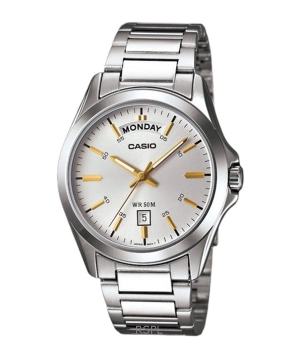 Refurbished Casio Classic Analog Stainless Steel Silver Dial Quartz MTP-1370D-7A2 Men's Watch