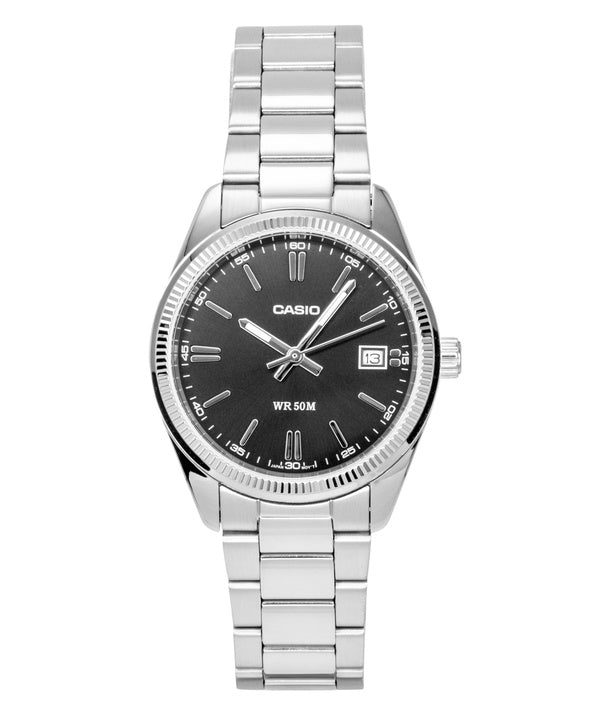 Casio Analog Stainless Steel Black Dial Quartz UTP-1302PD-1AV Unisex Watch