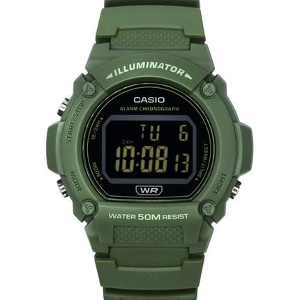 Casio Standard Illuminator Digital Green Resin Strap Quartz W-219HC-3B Men's Watch