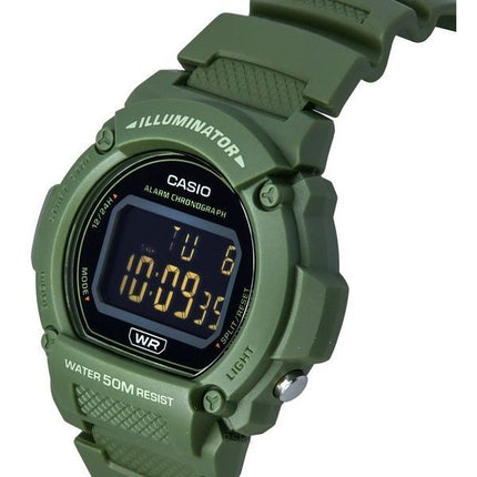 Casio Standard Illuminator Digital Green Resin Strap Quartz W-219HC-3B Men's Watch