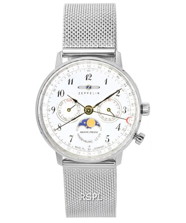 Zeppelin LZ129 Hindenburg Moonphase Silver Dial Quartz 7037M1 Women's Watch
