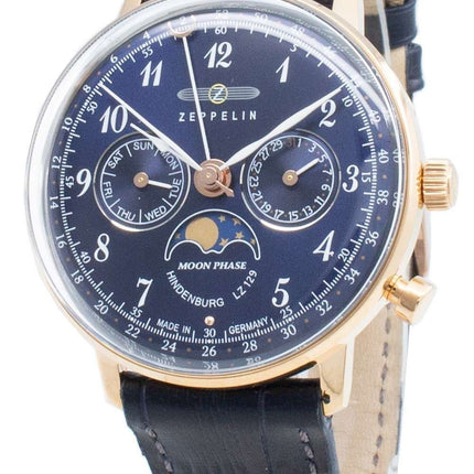 Zeppelin Hindenburg LZ129 7039-3 70393 Moon Phase Quartz Men's Watch