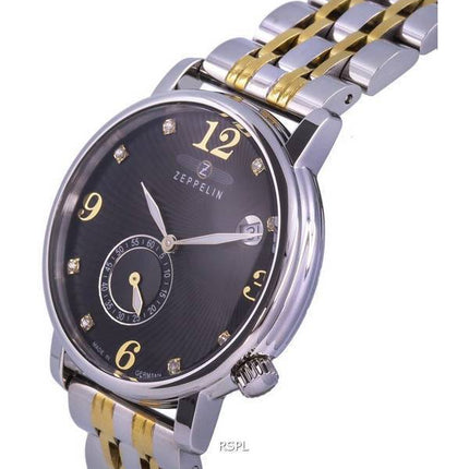 Zeppelin Luna Crystal Accents Black Dial Quartz 7633M-2 SET 7633M2 SET Womens Watch With Extra Strap