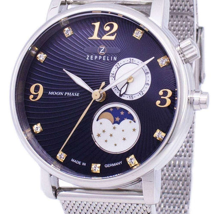 Zeppelin Series Luna Moon Phase Germany Made 7637M-3 7637M3 Women's Watch