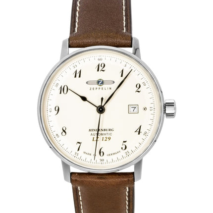 Zeppelin LZ129 Hindenburg Leather Strap Beige Dial Automatic 80565 Men's Watch