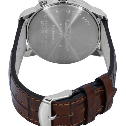 Zeppelin Friedrichshafen Brown Leather Strap White Dial Quartz 85361 Men's Watch