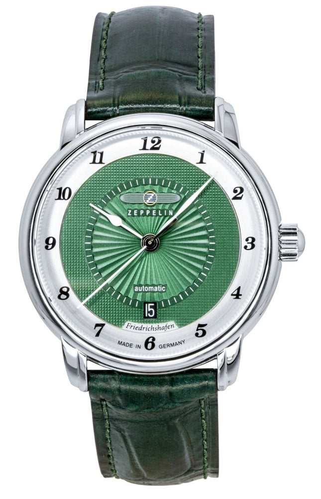 Zeppelin Friedrichshafen Leather Strap Green Dial Automatic 85562 Men's Watch