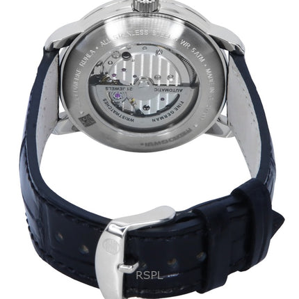 Zeppelin Friedrichshafen Leather Strap Silver Open Heart Dial Automatic 85664 Men's Watch