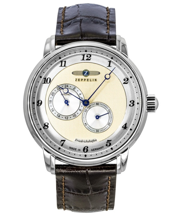 Zeppelin Friedrichshafen Leather Strap Champagne Dial Automatic 85685 Men's Watch