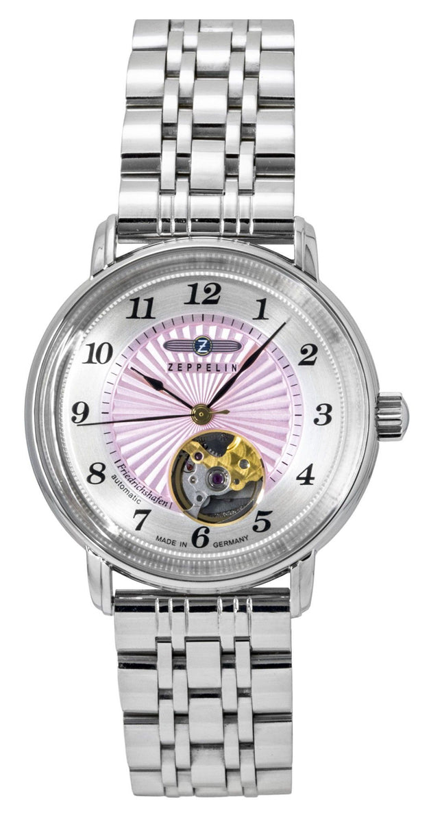Zeppelin Friedrichshafen Stainless Steel Pink Dial Automatic 8569M5 Women's Watch
