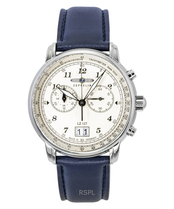 Zeppelin LZ127 Chronograph Vegan Leather Strap Beige Dial Quartz 86841 Men's Watch