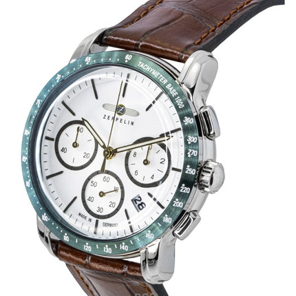 Zeppelin New York Chronograph Leather Strap White Dial Quartz 88784 Men's Watch