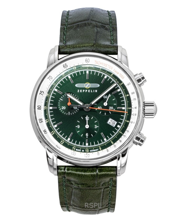 Zeppelin LZ 14 Marine Chronograph Leather Strap Green Dial Quartz 88884 Men's Watch