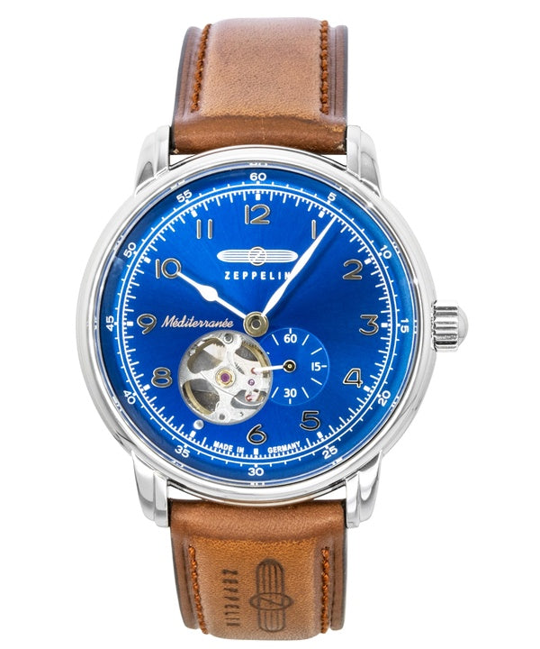 Zeppelin Mediterranee Leather Strap Open Heart Blue Dial Automatic 96663 Men's watch