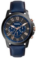 Fossil Grant Chronograph Black and Blue Dial Blue Leather FS5061 Mens Watch