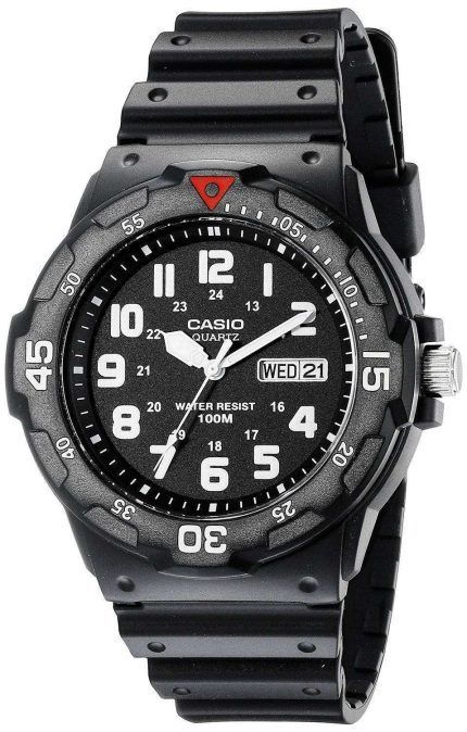 Casio Quartz Analog 100M Black Resin Strap MRW-200H-1BVDF MRW-200H-1BV Mens Watch