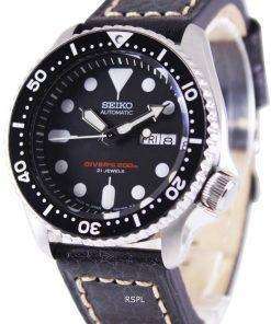 Seiko Automatic Diver's Black Leather SKX007J1-LS2 200M Mens Watch