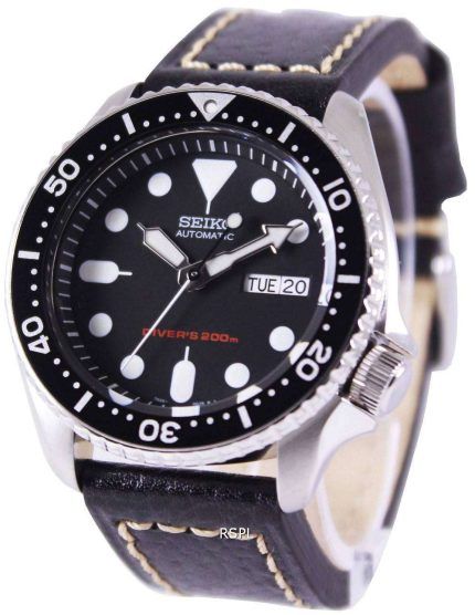 Seiko Automatic Divers Black Leather SKX007K1-LS2 200M Mens Watch