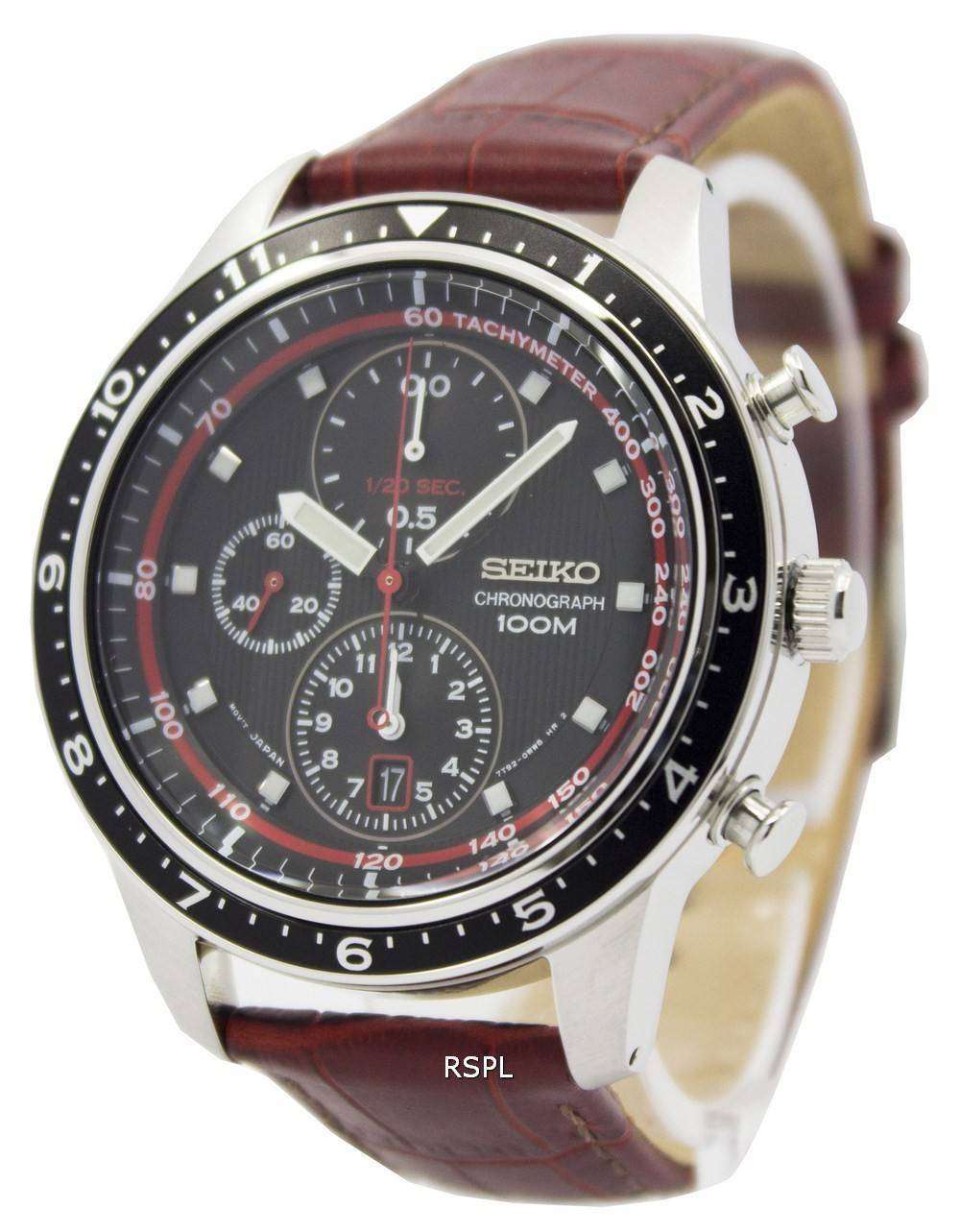 Seiko Chronograph Brown Leather Strap 100M SNDF45P1 SNDF45P Mens Watch -  CityWatches IN