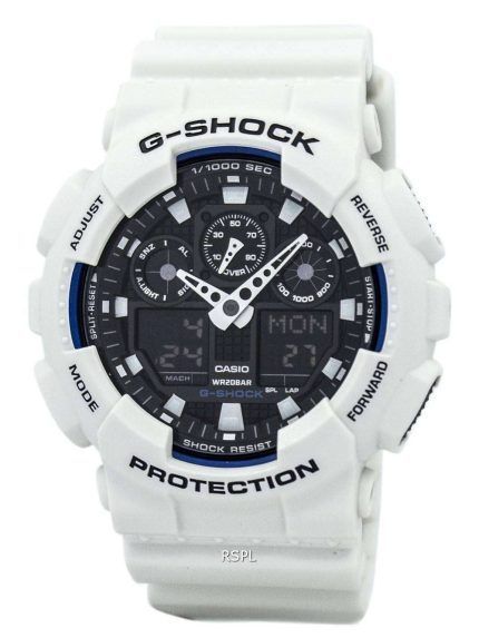 Casio G-Shock World Time White Analog Digital GA-100B-7A Mens Watch