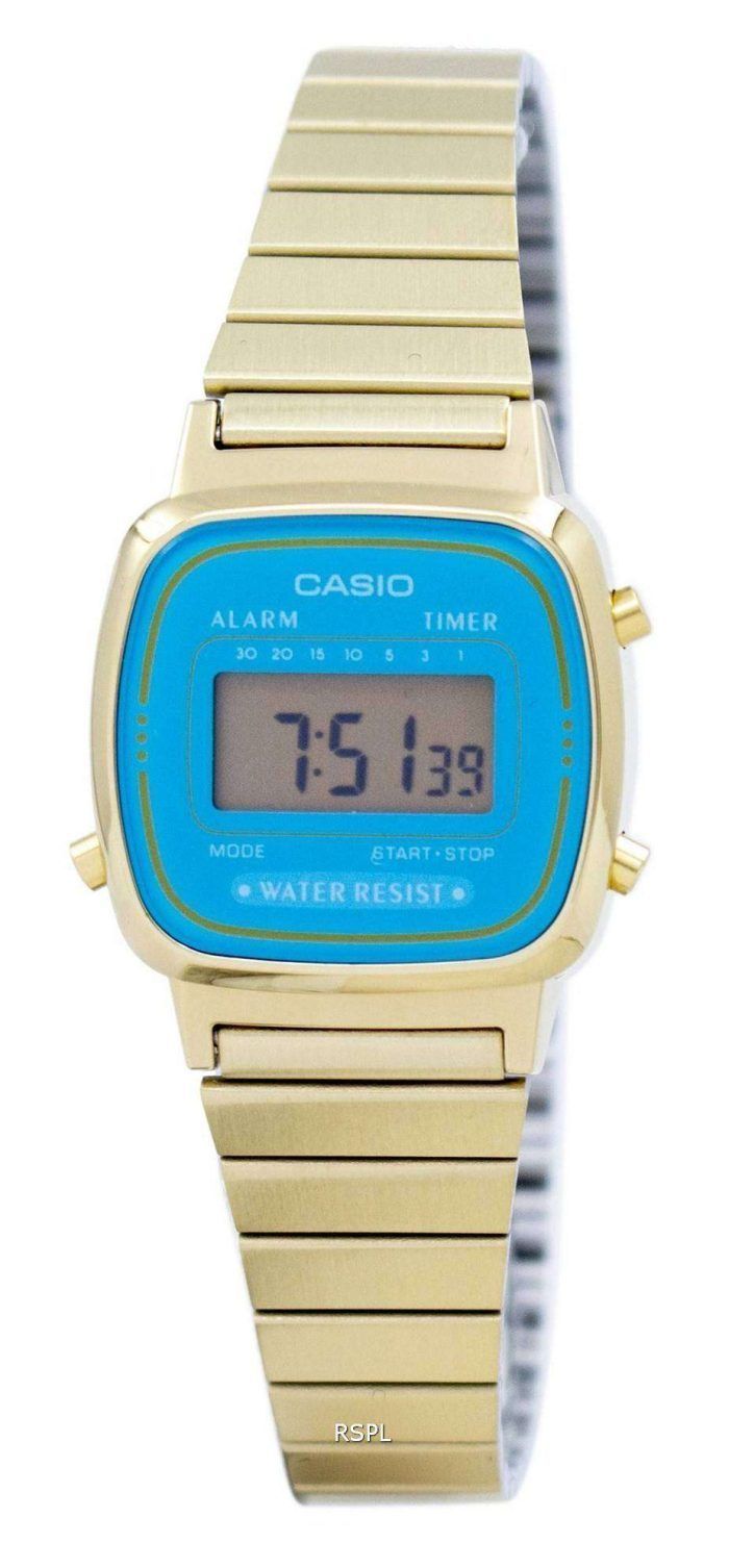 Casio Digital Stainless Steel Alarm Timer LA670WGA-2DF LA670WGA-2 Womens Watch