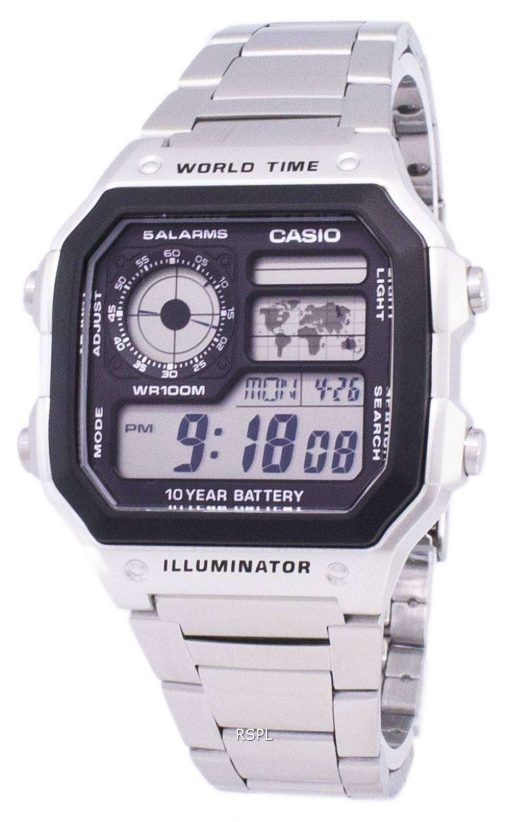 Casio Digital World Time WR100M AE-1200WHD-1AVDF AE-1200WHD-1AV Mens Watch