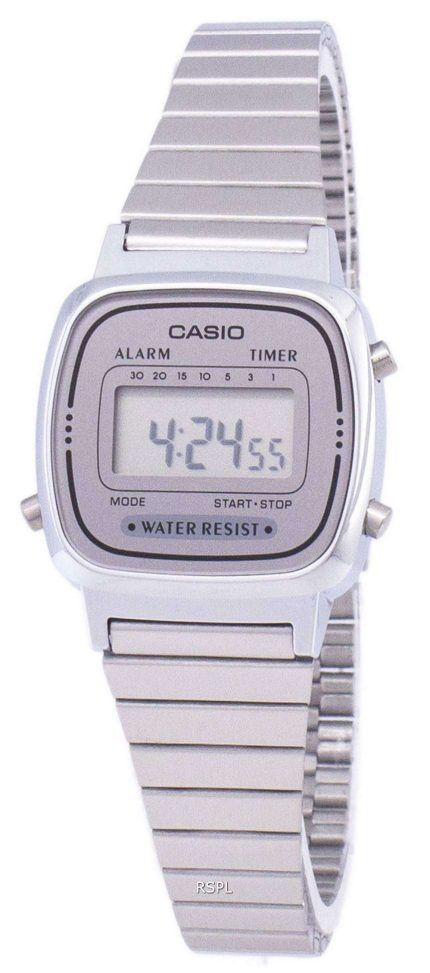 Casio Digital Stainless Steel Alarm Timer LA670WA-7DF LA670WA-7 Womens Watch