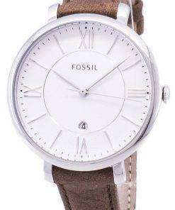 Fossil Jacqueline Silver Dial Tan Leather Strap ES3708 Womens Watch