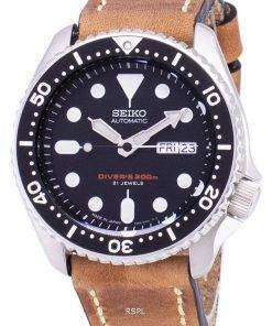 Seiko Automatic SKX007J1-LS17 Diver's 200M Japan Made Brown Leather Strap Men's Watch