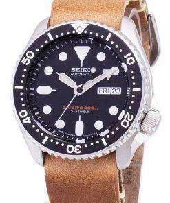 Seiko Automatic SKX007J1-LS18 Diver's 200M Japan Made Brown Leather Strap Men's Watch