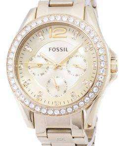 Fossil Riley Multifunction Gold Tone Crystal Dial ES3203 Womens Watch