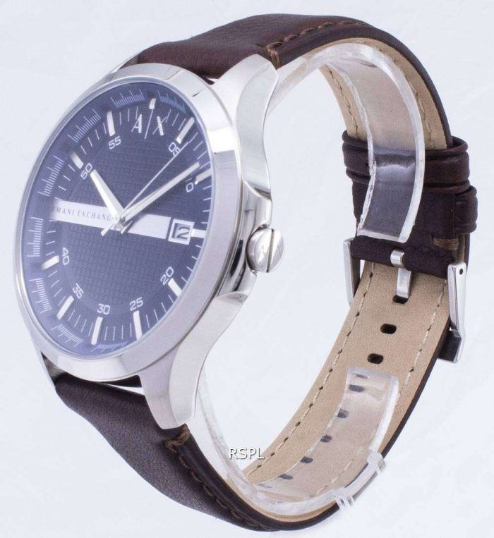 Armani Exchange Quartz Navy Dial Brown Leather Strap AX2133 Men's Watch