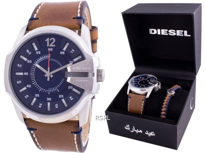 Diesel Master Chief Blue Dial Quartz DZ1925 With Gift Set 100M Mens Watch
