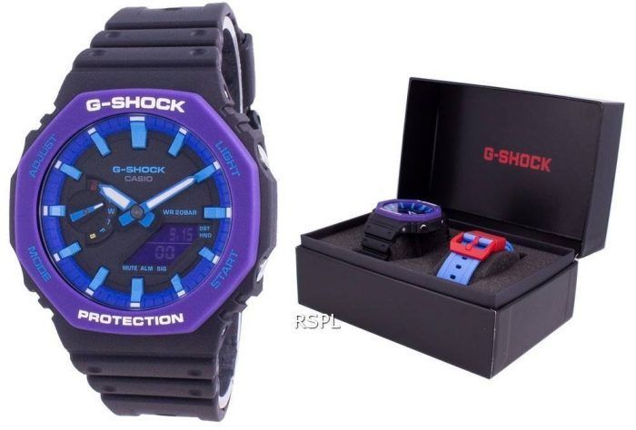 Casio G-Shock World Time Quartz GA-2100THS-1A GA2100THS-1A With Gift Set 200M Men's Watch
