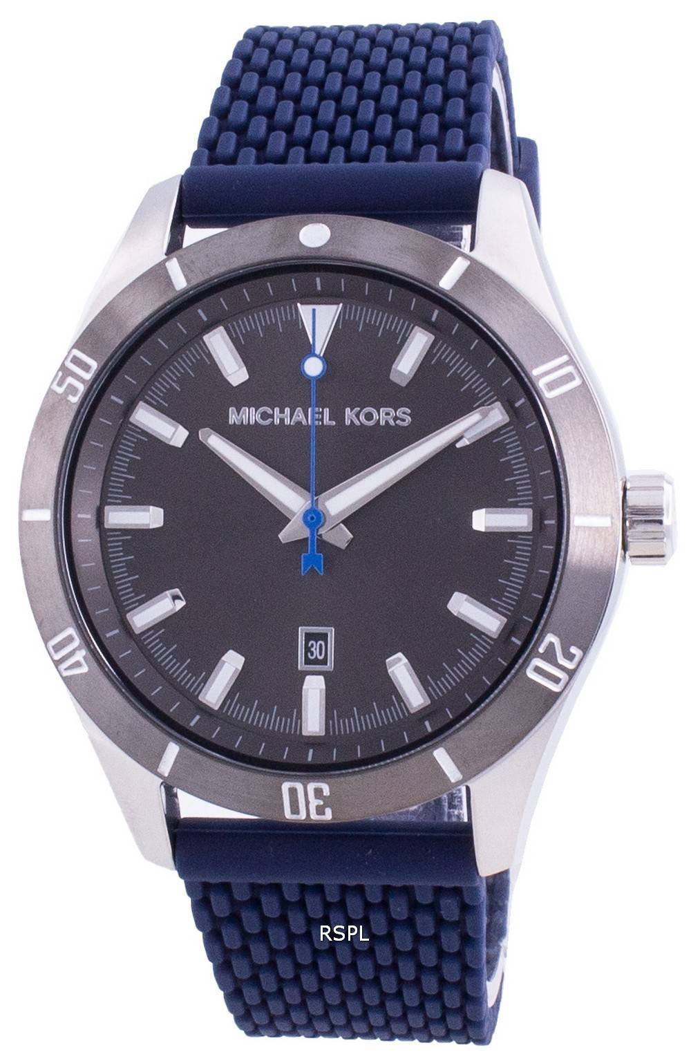 Michael Kors Layton Grey Dial Silicone Strap Quartz MK8818 Men's Watch