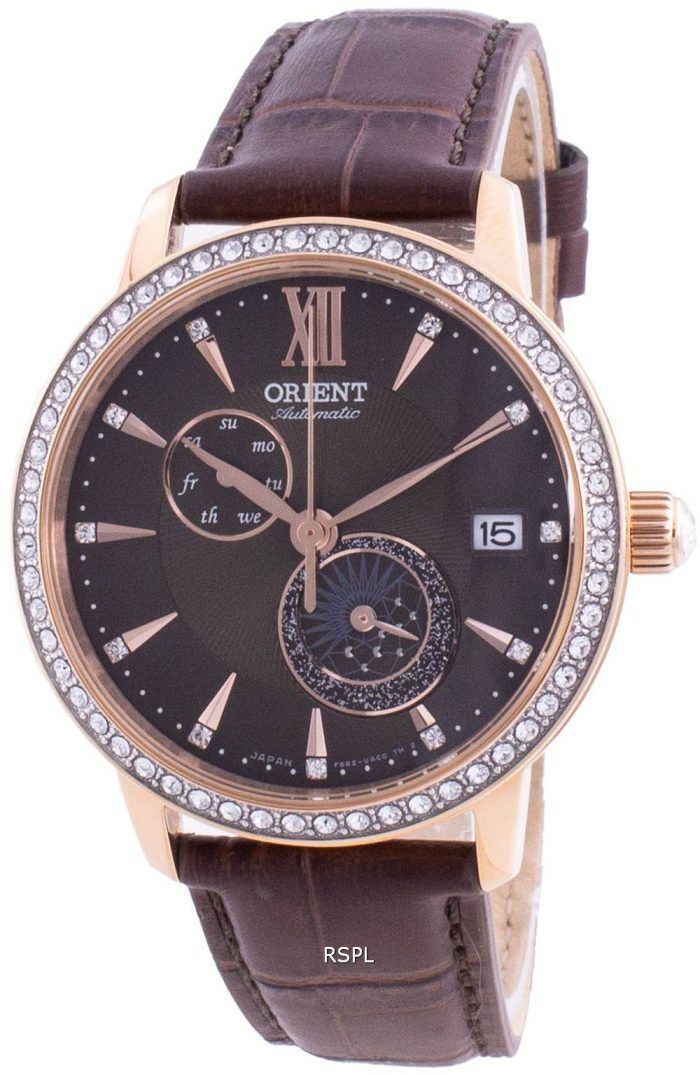 Orient Sun  Moon Phase Diamond Accents Automatic Japan Made RA-AK0005Y00C Womens Watch