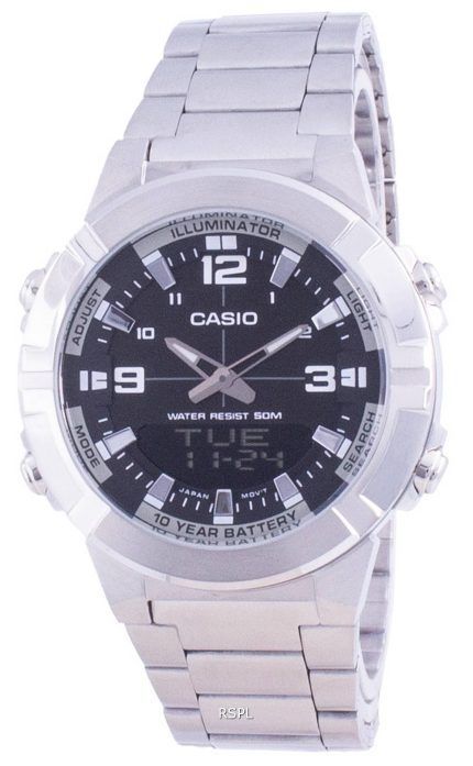 Casio Analog Digital World Time Stainless Steel AMW-870D-1A AMW870D-1 Mens Watch