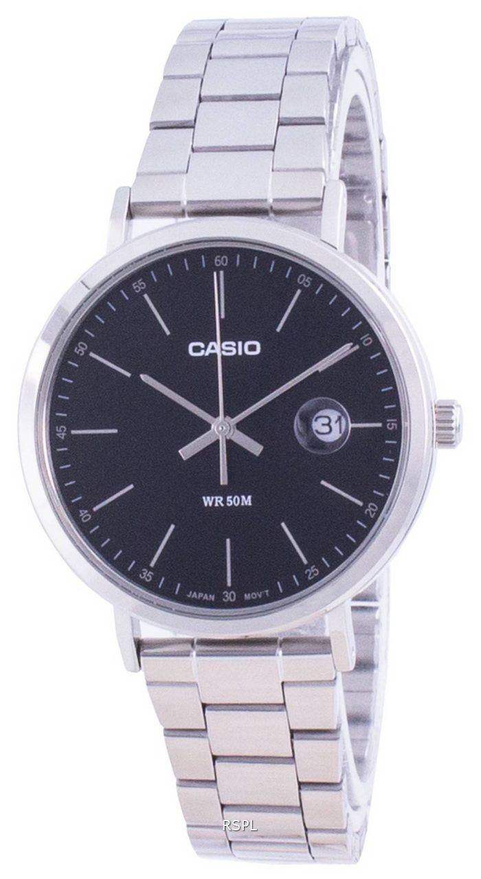 Casio Analog Black Dial Stainless Steel MTP-E175D-1E MTPE175D-1 Mens Watch