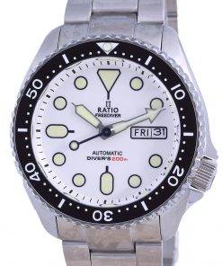 Ratio FreeDiver White Dial Sapphire Stainless Steel Automatic RTA109 200M Mens Watch