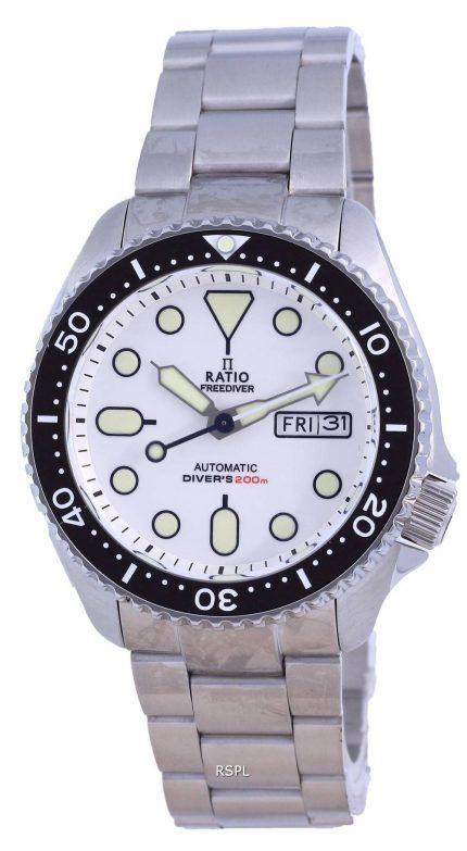 Ratio FreeDiver White Dial Sapphire Stainless Steel Automatic RTA109 200M Mens Watch