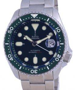 Ratio FreeDiver Green Dial Sapphire Stainless Steel Automatic RTB205 200M Mens Watch