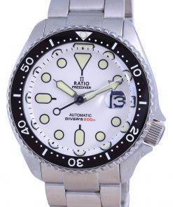 Ratio FreeDiver White Dial Sapphire Stainless Steel Automatic RTB209 200M Mens Watch