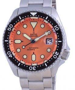Ratio FreeDiver Orange Dial Sapphire Stainless Steel Automatic RTB214 200M Mens Watch